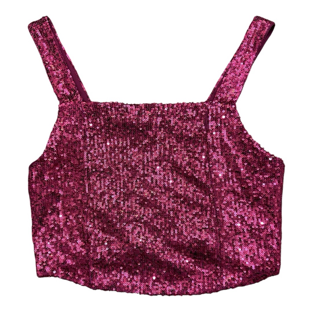 Rachel Zoe Sequin Fuchsia Crop Top, Size S
